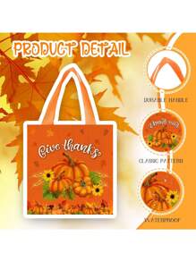6pcs/3pcs-Autumn Thanksgiving Gift Bag With Handle, Reusable Thanksgiving Tote Bag With Tissues, Non-Woven Fabric, Autumn Pumpkin, Turkey, Maple Leaf, Turkey, Dwarf, Autumn Party Gift,Trick Or Treat