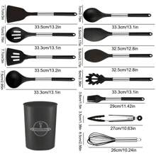 12/14 pièces Set d'ustensiles de cuisine en silicone, Set d'ustensiles de cuisine, Set d'outils de cuisine, Set de fournitures de cuisine, comprend un seau de rangement, une spatule de cuisson anti-adhésive, des pinces, des ustensiles de cuisine lavables modernes, des essentiels de cuisine, cadeau de Noël/Halloween