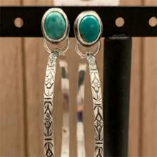 1 Pair Women's Bohemian Style Earrings, Vintage Imitation Turquoise Round Earrings, Suitable For Daily, Party, Festival Gifts
