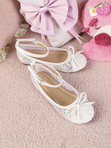 1 par de zapatos de lona con decoración floral de princesa planos para verano, zapatos cómodos para estudiantes, niñas y baile al aire libre, color blanco encaje, zapatos para boda