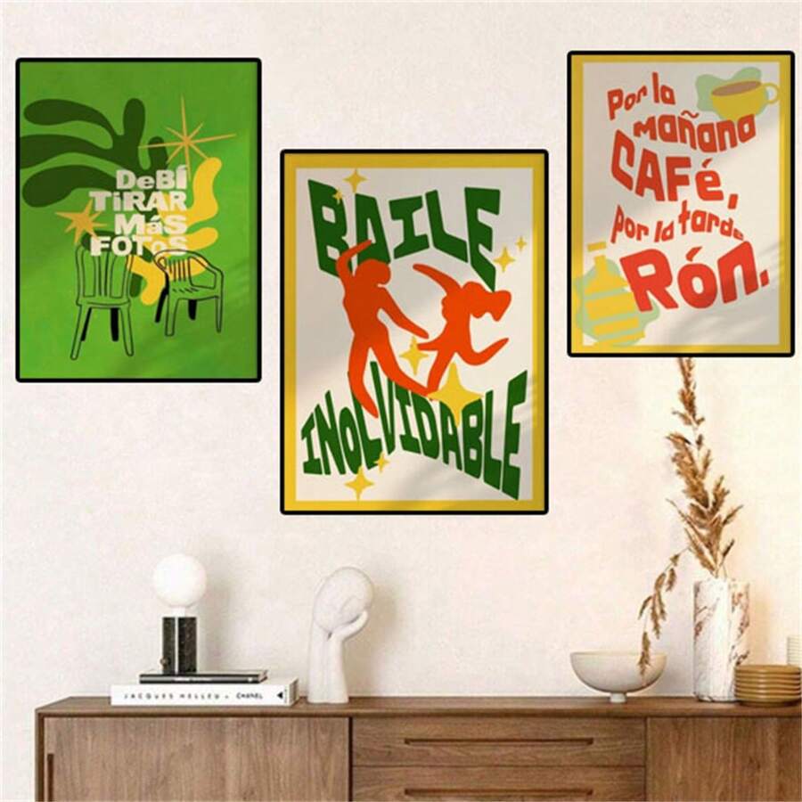 1 Pieza Debí Tomar talla grande Fotos, Cita de DtMF Arte de Pared, Impresión Digital Minimalista con Dos Sillas, Póster Amante de la Música Latina, Póster de Letra Latina Emocional, Taza de Café, Decoración de Pared, Impresión en Lienzo, Póster de Pintura al Óleo, Impresión de Estilo Minimalista Moderno, Decoración de Sala de Estar y Habitación, Decoración de Baño, Regalo Ideal, Sin Marco - Multicolor - Ver 1