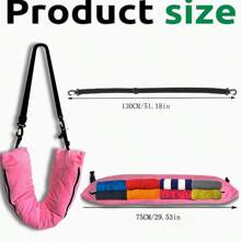 1pc Neck Relaxation Pillow, Pink Neck Pillow + 1pc Black Adjustable Strap, Essential Travel Accessory