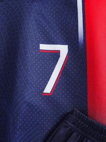 2pcs Boys' Casual Sports Training Quick-Dry Short Sleeve Sportswear Set, Suitable For Football, Sports, Daily Wear, Customizable Name