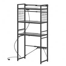 Refrigerator Rack, Trash Can Rack, Kitchen Rack, Depth 42, Width 50, Height 170CM, Kitchen Shelf, Trash Can, Laundry Rack, Microwave Shelf, Load Capacity 90kg, 13 Height Adjustment Levels, Large Microwave Compatible, With Hooks, Sturdy, Open Rack, Kitchen Rack, Cupboard, Rice Cooker