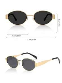 1PC Vintage Oval Fashion Glasses For Women Small Metal Frame Fashion Glasses Ladies Fashion Glasses Beach Accessories For Women Glasses Shades Basics Fall Winter Women Outfits Clothes Business Casual Gifts