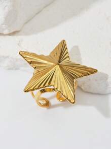 1 Peça Anel Ajustável Floral com Pérola Falsa, Concha e Estrela-do-mar, Retrô de Aço Inoxidável Dourado, Moda Verão Festa na Praia Uso Diário, Ótimo Presente para Namorada, Amiga