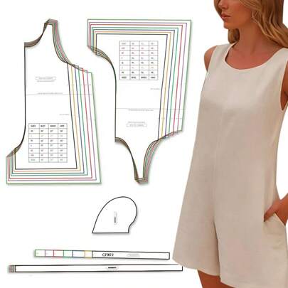 Jumpsuit Vest Multi-Size Women's Sewing Patterns, 1:1 Scale Garment Sewing Patterns, Clothing Prototype Patterns, Perfect Sewing Templates For Tailoring And Fashion Design – The Ultimate Gift For Sewing Enthusiasts