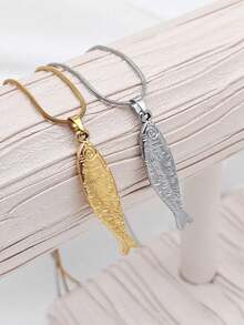 1 件波西米亚风格钛钢鲑鱼吊坠项链，百搭时尚，适合女性，夏季 - 鮭魚 - 查看 1