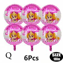 Paw Patrol Offiziell genehmigter 6er-Pack PAW Patrol Brave Adventure Suche und Rettung Hunde Thema Geburtstags Party Deko Ballon Set, 18 Zoll süßer Stadt Rettungshund Muster runder Aluminiumfolie Ballon Set, verschiedene Styles wählbar, Geburtstagsparty Wanddekoration, perfekt für Geburtstag Zeremonien Partywand Deko, Ballon Kombinations Dekorations Zubehör