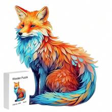 Rompecabezas de madera con forma irregular del animal zorro misterioso, regalo de cumpleaños, decoración del hogar, regalo único personalizado, interacción familiar, juego de alta dificultad