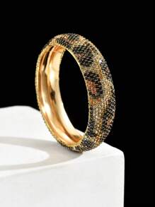 1 pièce Bracelet vintage bohème de luxe tout en strass, imprimé léopard, disponible en tailles petite/moyenne/grande, convient pour un usage quotidien, les trajets, les fêtes, les occasions formelles, cadeau de bijoux (couleur aléatoire)