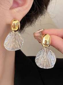 5pcs/Set Minimalist Elegant Petals Design Faux Pearl Drop Tassels French Style Earrings Suit, Versatile For Women Everyday & Festival Wear - Set J - View 3