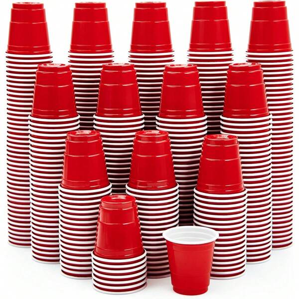 100pcs 2oz Plastic Shot Glasses, Mini Red Disposable Shot Cups For Party, Celebration And Any Events