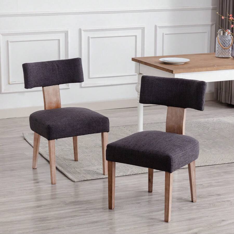 WAHSON OFFICE CHAIRS Set Of 2 Linen Dining Chairs Upholstered Kitchen Seat Armless Side Chairs For Living Room