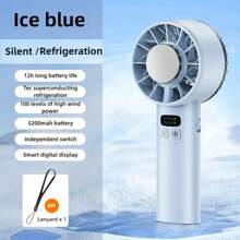 Ventilador de mano portátil, 5200mAh de larga duración de batería, diseño plegable de sobremesa, ajustabilidad de velocidad de viento de 100, modos de enfriamiento y sin enfriamiento, ideal para excursiones, caminatas, campamentos y viajes de verano