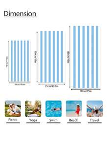 1pc Vibrant Light Blue Striped Beach Towel, Super Absorbent Microfiber Extra Large Beach Blanket, Suitable For Travel, Pool, Diving, Surfing, Yoga, Camping, Available In Multiple Sizes, Beach Accessory Beach Essentials