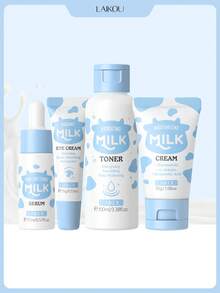 1套莱寇牛奶亮肤修护保湿护肤套装（牛奶亮肤眼霜15g，牛奶保湿爽肤水100ml，牛奶柔肤精华17ml，牛奶保湿霜30g）适合女性、妈妈、妻子、姐妹、青少年、女友的护肤礼品 - 4個 - 查看 1