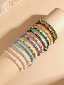 1 件不对称串珠手链，多色树脂材质，时尚复古节日手链，适合女士 - 手鍊 - 查看 1