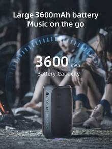 ZEALOT S61 20W Wireless Speaker, Outdoor Portable, Bluetooth Speaker, 3600mAh Long Battery, With RGB Color Lights, Up To 8 Hours Of Playback Time, Supports Mobile Phones/Tablets/TVs. Compatible With SD Card/USB/AUX, Serial Pairing Function, Suitable For/Car/Outdoor/Camping/Beach/Party - 黑色 - 查看 8
