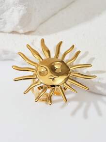1 Peça Anel Ajustável Floral com Pérola Falsa, Concha e Estrela-do-mar, Retrô de Aço Inoxidável Dourado, Moda Verão Festa na Praia Uso Diário, Ótimo Presente para Namorada, Amiga