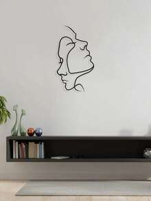 1 Peça Arte de Parede Linha Facial Abstrata, Desenho de Linha Reta Arte de Parede de Metal, Arte de Parede de Metal Moderna Bonita Farmhouse Preta para Pendurar em Qualquer Parede da Sala de Decoração, 2 Tamanhos Disponíveis