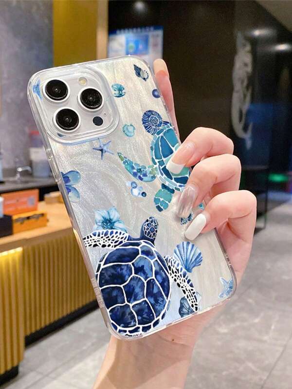1pc Ocean Element Freshness Personalized Pattern Waterproof Anti-Fingerprint Anti-Scratch Transparent IMD Soft Glossy Smooth Phone Case