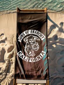 1 chiếc khăn tắm biển bằng sợi microfiber in hình đầu lâu California trong phim "Sons Of Anarchy" - Nhanh khô, chống gió, chống nắng, nhẹ, thích hợp cho du lịch, cắm trại, bãi biển, tiệc tùng - Thiết kế hiện đại, 250g/m², họa tiết đen trắng, vật dụng cần thiết cho bãi biển. - Nhiều màu - Xem 7