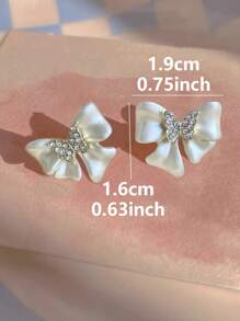 1 Paar elegante Schleifenohrringe mit Strass-Verzierung aus Glas, hochwertig und luxuriöses charmantes Schmetterlings-Design, geeignet für Urlaub, Alltag, Dates, süße personalisierte Partys
