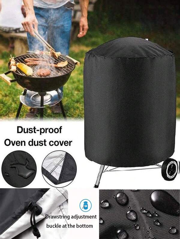 1pc BBQ Grill Cover Waterproof Dustproof Grill Protector Cover For Round Gas Charcoal Electric Grill Outdoor Garden Patio Grill Accessories And Dust Cover, Garden Grill Cover, Outdoor Lawn Grill Dust Cover, Outdoor Garden And Beach Small Round Grill Dust Cover, Garden Party Small BBQ Grill Cover,