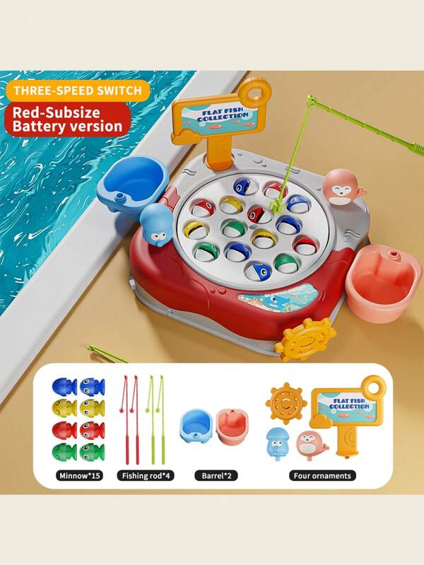 Hasbro Rotes elektrisches magnetisches Angelspielzeug-Set (15 Fische) - Drehende Fischplatte mit Musik für Kinder - Lustiges Geschenk für Wasserfeste