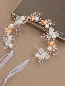 4 peças/2 peças/1 peça Conjunto de Tiara de Pérola de Liga Elegante para Meninas, Conjunto de 2 Peças de Tiara de Pérola e Pulseira de Pérola para Dama de Honra, Conjunto de Vestido de Flor de Fada para Meninas, Adequado para Apresentações, Festas, Fotografia e Danças, Tornando-o um presente ideal para meninas