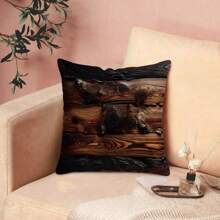 TOPSSCTR 2pcs Throw Pillow Cover, Pillowcases, Retro Wood Grain Pattern Pillowcases, Cabin Style Pillowcases, Single-Sided Printing, Suitable For Sofa, Living Room, Bedroom Car Cushions, Home Decoration, No Pillow Core