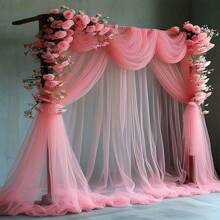 1pc Elegant 19.7ft Transparent Tulle Arch - Light Pink - Perfect For Wedding, Ceremony, Valentine's Day Decoration, Party & Celebration