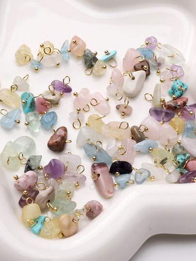 5 piezas de 5-10mm Cuentas de piedra natural asimétrica en forma de grava con colgante encantador para hacer collares, pulseras y aretes, manualidades de joyería