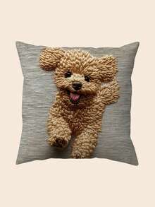 1 pièce, Housse de coussin décoratif en peluche courte à impression 2D plate, coussin déhoussable avec imprimé mignon d'un caniche brun courant, impression unilatérale, 45,72 cm x 45,72 cm, convient pour le canapé, le salon, la chambre à coucher, la décoration de bureau à domicile, sans rembourrage - Multicolore - Voir 8