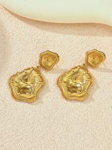 1 par de pendientes tipo botón con formas de corazón, estrella de mar, sol, floral y geométricas en tono dorado de acero inoxidable, adecuados para uso diario, playa, fiesta y vacaciones, gran regalo para amigos