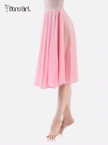 DonsGirl 1 Stück Damen eleganter fließender Chiffon Ballettrock in hellem Rosa von DonsGirl, wadenlanger Rock mit elastischem Bund für Bauchtanz, Prinzessin Party Cosplay Aufführungskostüm Tanzbekleidung