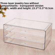 [ Thickened Transparent Jewelry Storage Box ] Large-Capacity Household Organizing Box, Dust-Proof Storage Box For Earrings And Necklaces, Drawer-Style Jewelry Box, One Compartment For Each Item, For Organization And Storage For Women Storage Organizer Travel Essentials Back To School Dormitory Storage