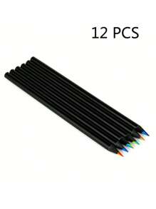 12pcs/Set Colored Pencils With Wooden Body, 7 Color Starry Sky Refills, Macaroon Color With Erasers, Metal Color Markers For Drawing, Suitable For Back To School, Study, Writing, Painting