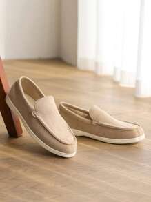 Men's Slope Heel Loafers - Minimalist Four Seasons Casual Shoes,2025 New Formal Men's Fashion Versatile Slope Heel Shoes,One Stirrup Loafers,Suitable For Outdoor, Everyday Wear, And Street Style - Available In Black, Gray, Beige, And Blue, Comfortable Shoes