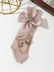 1 件优雅设计面料领带，手工制作的皇冠合金闪光胸针，优雅女士胸花，奢华珠宝胸针，适合约会、日常佩戴 - 經典 - 查看 11