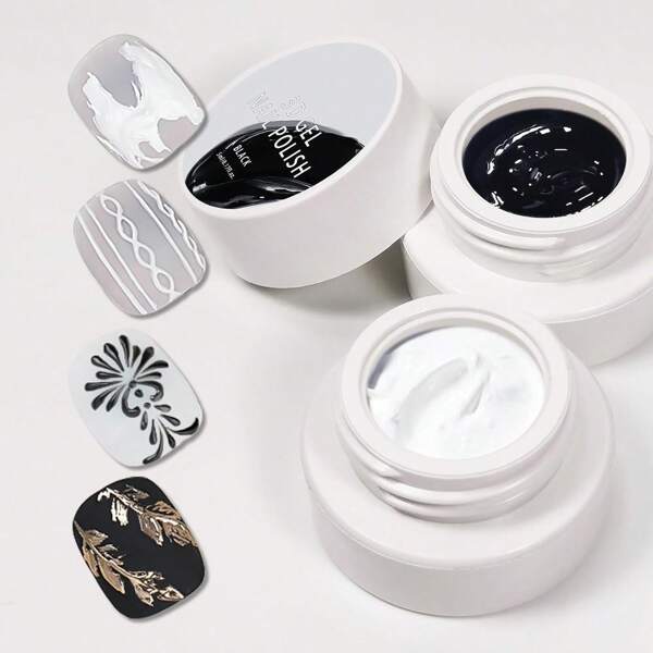 Solid 3d Nail Sculpting Gel For Nail Art, 3d Nail Art Gel Multifunctional 3d Molding For Nails Salon Home DIY (White &Amp; Black, S)