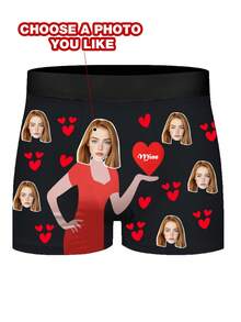 Quần đùi boxer đôi in hình trái tim theo yêu cầu. Đây là món quà kỷ niệm tình yêu được thiết kế riêng, quà tặng Ngày Valentine, quà kỷ niệm, thể hiện tình yêu độc đáo dành cho người yêu. Màu đen. - màu đen - Xem 2