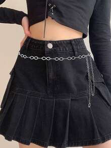 1pc Fashion Minimalist Infinity Symbol Rhinestone Alloy Waist Chain Belt For Dress Decoration Women - Silver - View 3