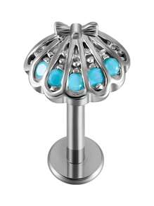 1 PIEZA Pendientes de turquesa Gema de turquesa Pendiente de trágus con forma de girasol de 16G para lóbulo de la oreja, trágus y cartílago