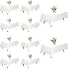 10 Pack White Table Cloth For Rectangle Tables,60x102 Inch-Washable And Reusable Table Cloths For 6-8 Ft Rectangle Table,Polyester Fabric Table Cover For Party,Wedding,Buffet - White - View 1
