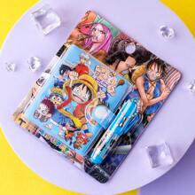 bandai 1 pieza Cuaderno de espiral de Bandai con dibujos animados de One Piece, libreta de notas para estudiantes, set de anime con bolígrafo y colgante, cuaderno de material, diario, útiles escolares, premio para estudiantes, cuaderno para fiestas, artículos de papelería de regreso a la escuela, uso de oficina, bolígrafo para exámenes