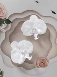 Set de 2 pinzas para el cabello con flores de orquídea y mariposas en 3D, accesorios de cabello encantadores y coloridos para niños
