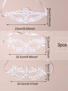 1 pieza/3 piezas/6 piezas - Máscara de encaje blanco/5 piezas negro para decoración de fiesta de vacaciones, máscara de mascarada para mujeres, con correa ajustable
