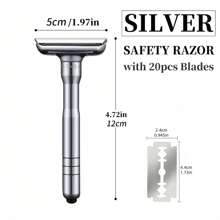 Adjustable Double Edge Safety Razor And 20 Blades Refills, Long Handle Adjustable Classic Safety Shaver Razor, Men's Travel Double Edge Safety Razor For Ideal Gift For Father Day & Boyfriend